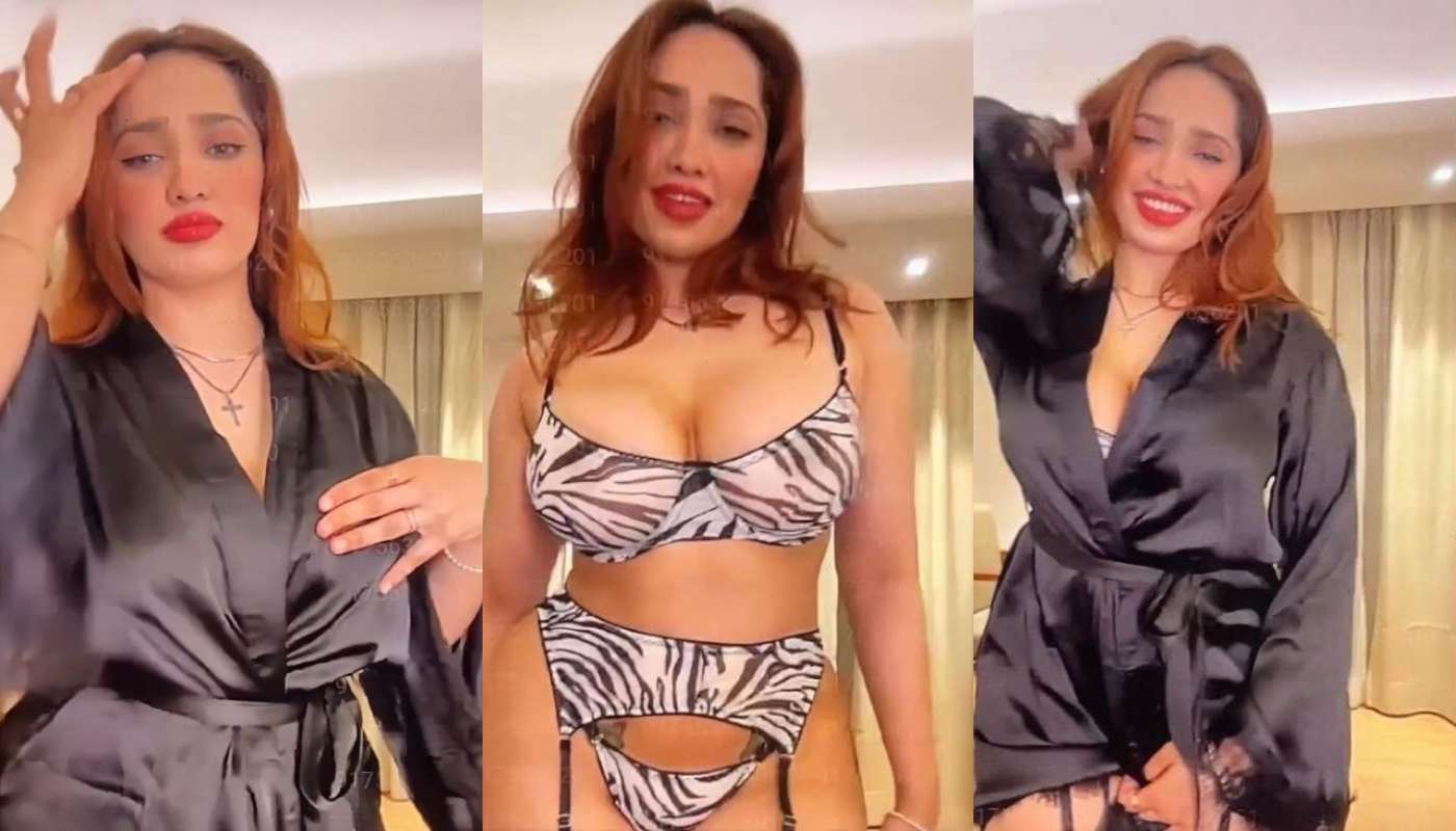 Big Boobs Aditi Mistry Shows Her Body in Zebra Bikini Nipple Live Part 1