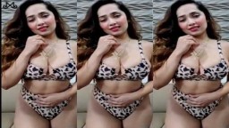 Aditi Mistry Animal Printed White Bikini Premium Nude Live