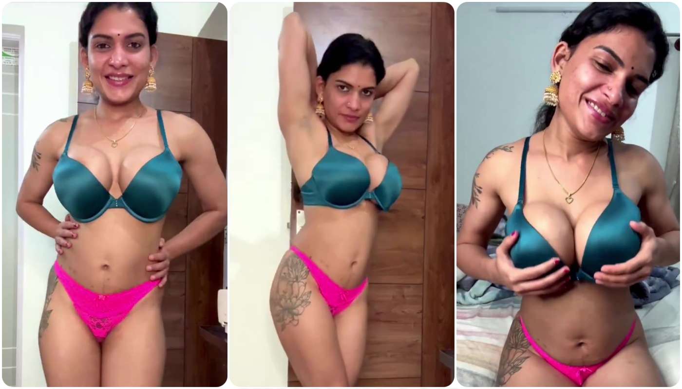 Resmi Nair Green Bra Pink Panty Sexy Live