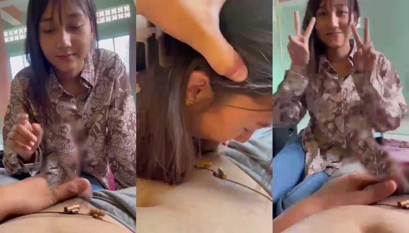 Desi Cute Nepali Girlfriend in White Top Me Boyfriend Ko Blowjob Dete Huia Maja Kiya